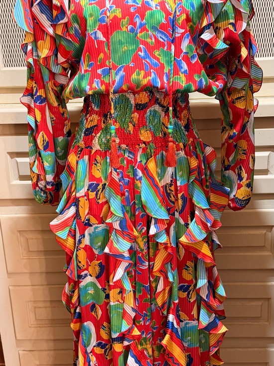 Diane Freis Dresses & Skirts - Vintage 1980s Diane Freis Original Floral Georgette Ruffle Maxi Dress